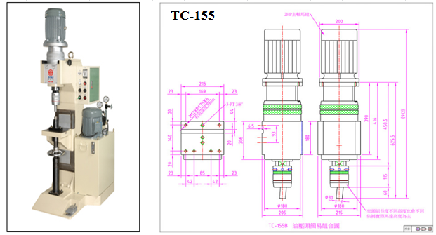 TC-155, Máy tán thủy lực (Spin Riveting Machine) Atoli