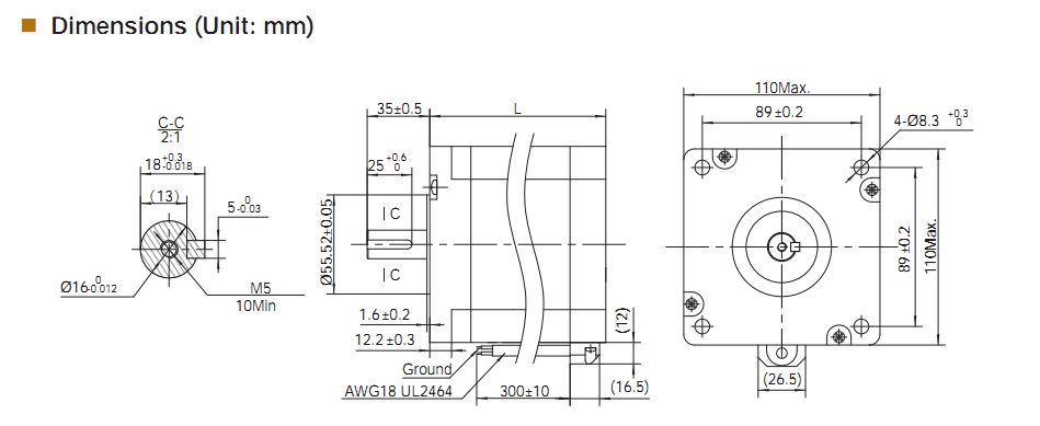 NEMA42(100X100MM) 2 PHASE AC-1.8° Moons' step motor