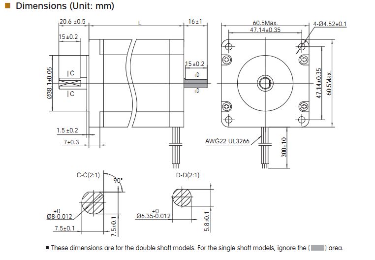 NEMA 24 (60X60MM) 2PHASE DC 1.8° Moons' step motor