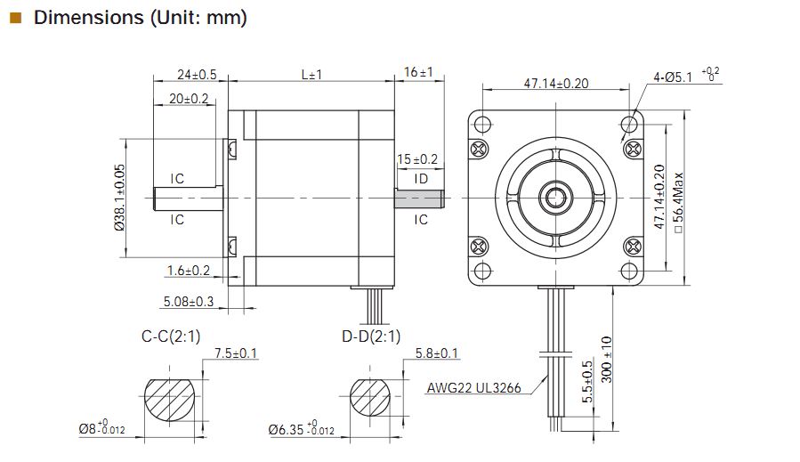 NEMA 23(56X56MM) 2 PHASE DC 1.8° Moons' step motor