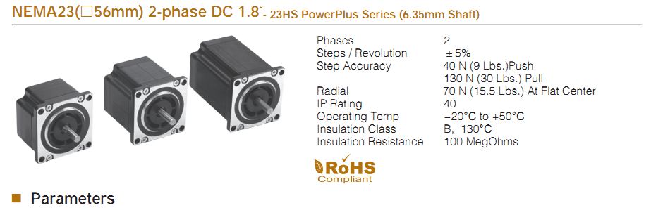 NEMA 23(56X56MM) 2 PHASE DC 1.8° Moons' step motor