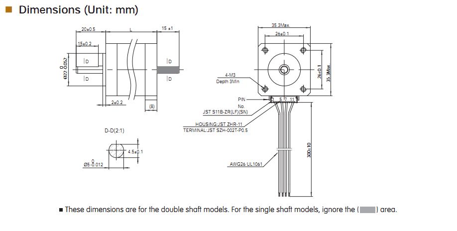 NEMA 14 (35X35MM) 2PHASE DC 1.8°  Moons' step motor