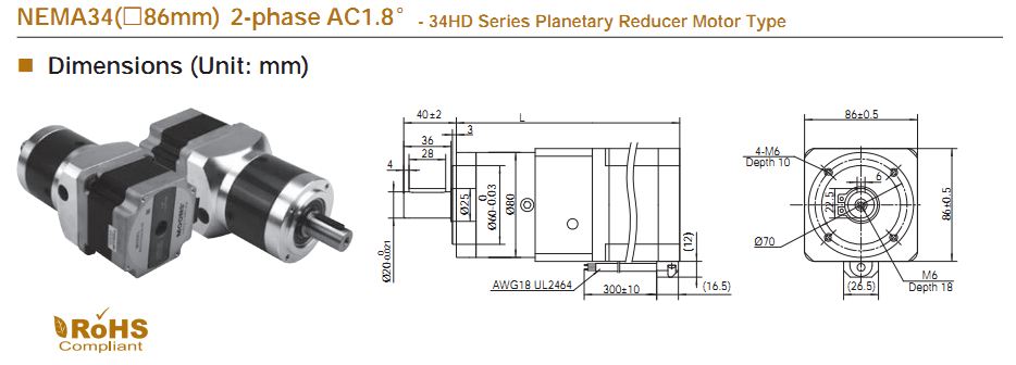 NEMA 34 (86X86MM) Stepper Motors With Gearbox