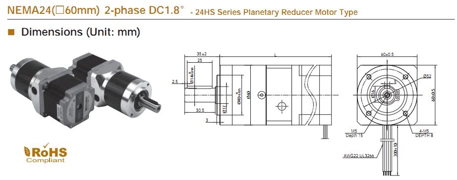 NEMA 24 (60X60MM) Stepper Motors With Gearbox