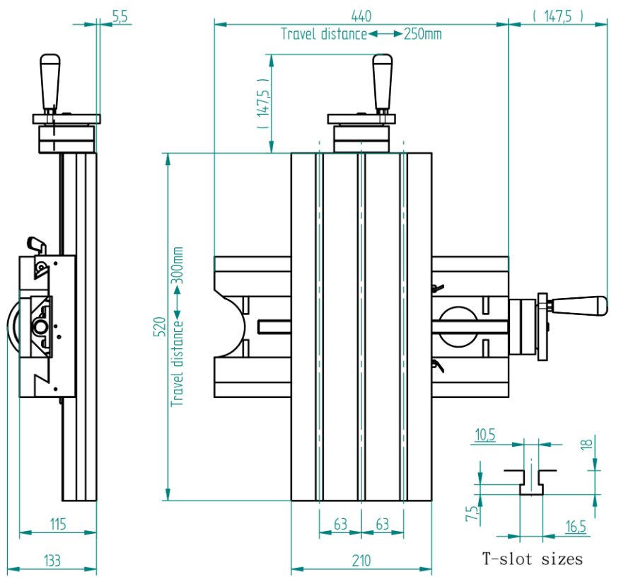 Bàn Kềm trượt chéo T-Slot 300X250