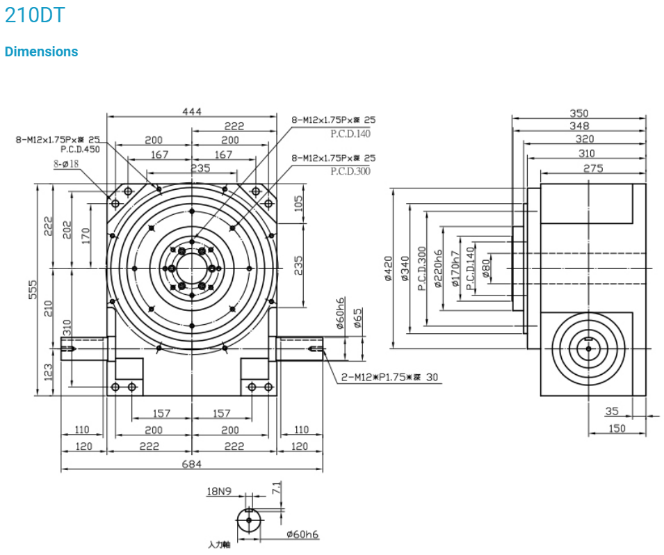 Bàn xoay chia độ Tantzu 180DT, 210DT, 250DT