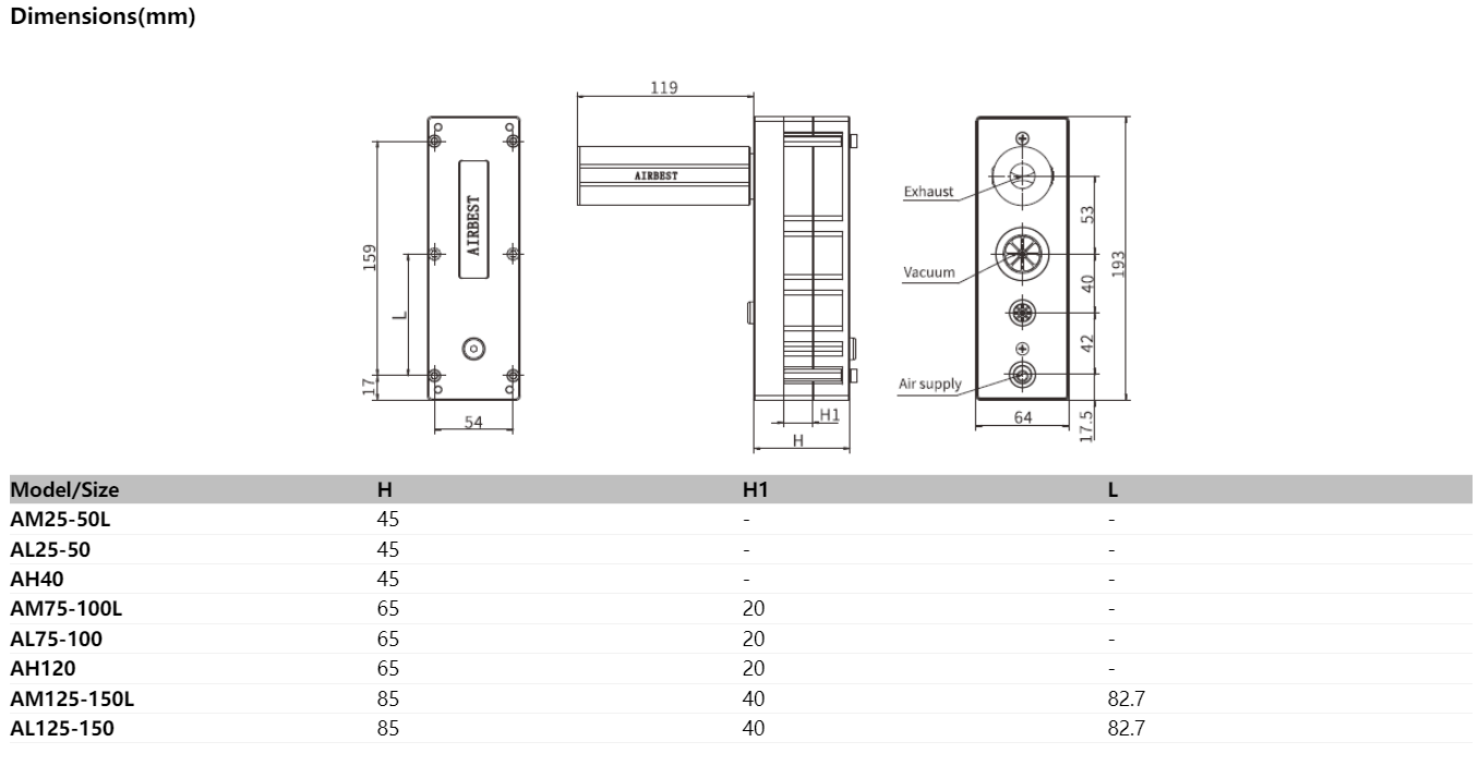 Airbest Vacuum pump AM/AL/AH