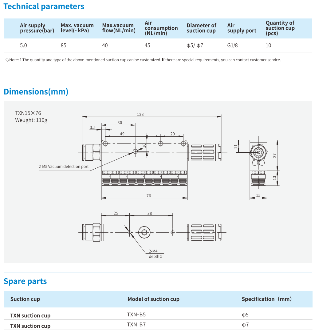 Vacuum Gripping System Airbest TXN15×76