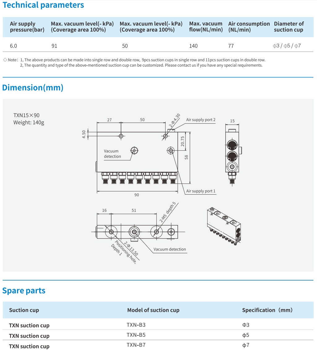 Vacuum Gripping System Airbest TXN15×90