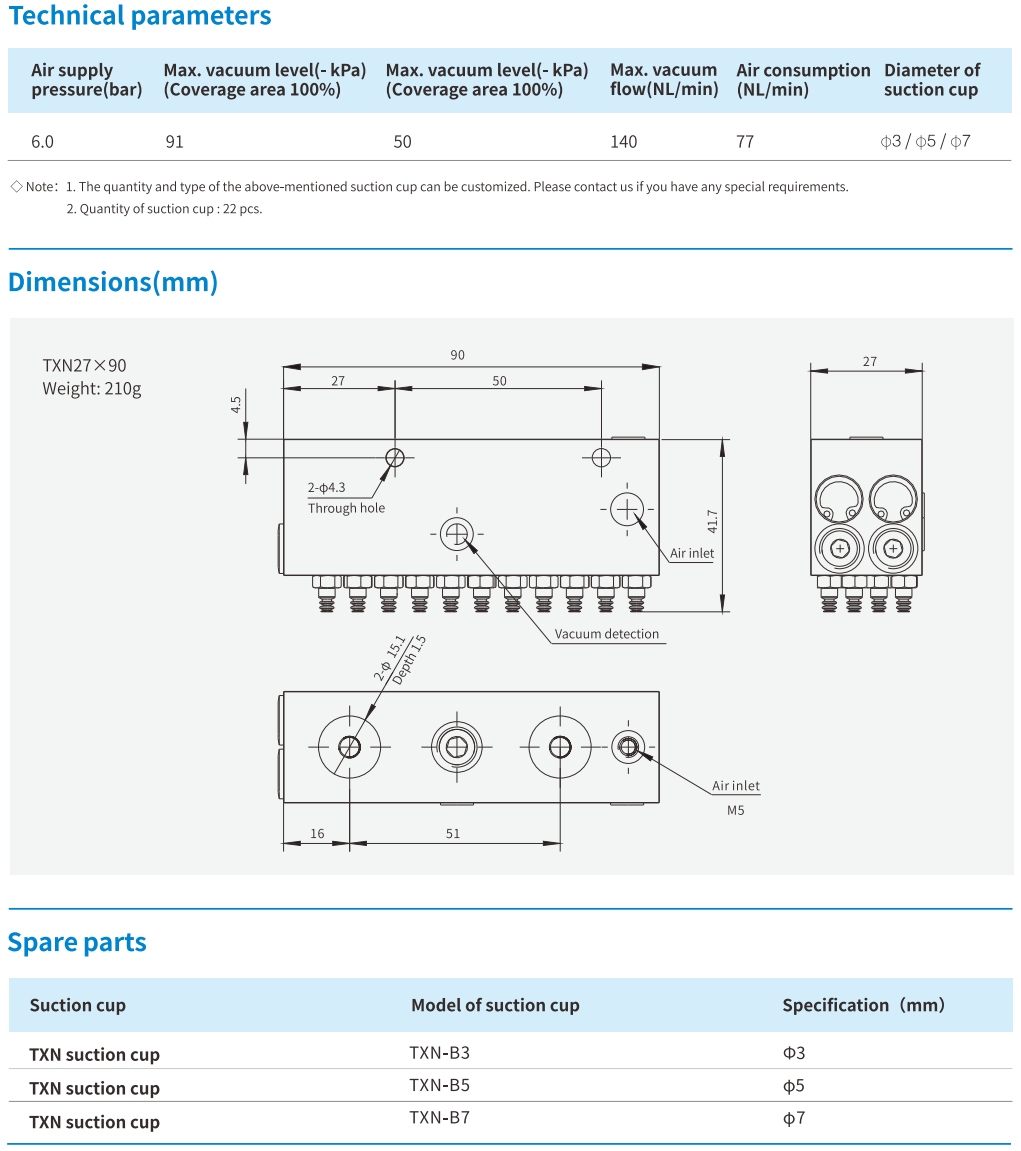 Vacuum Gripping System Airbest TXN27×90