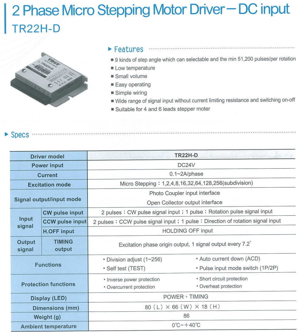 TR22H-D (2 PHASE STEPPER MOTOR DRIVER) Troy