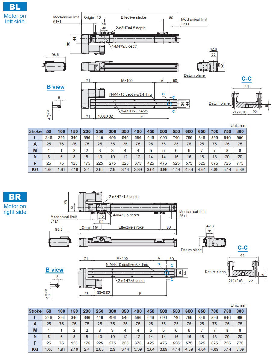 Slider electric cylinder-ball screw drive (Without motor) METG