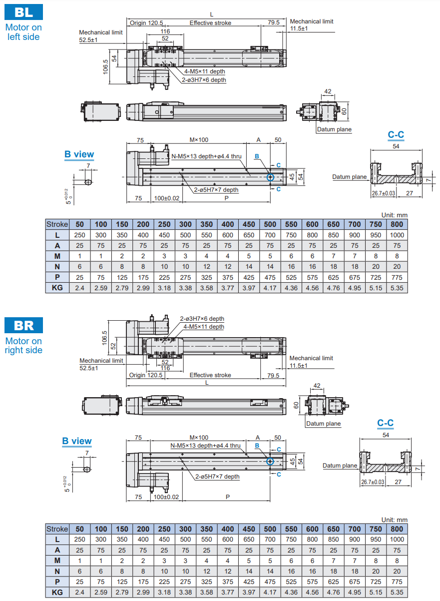 Slider electric cylinder-ball screw drive (Without motor) METG