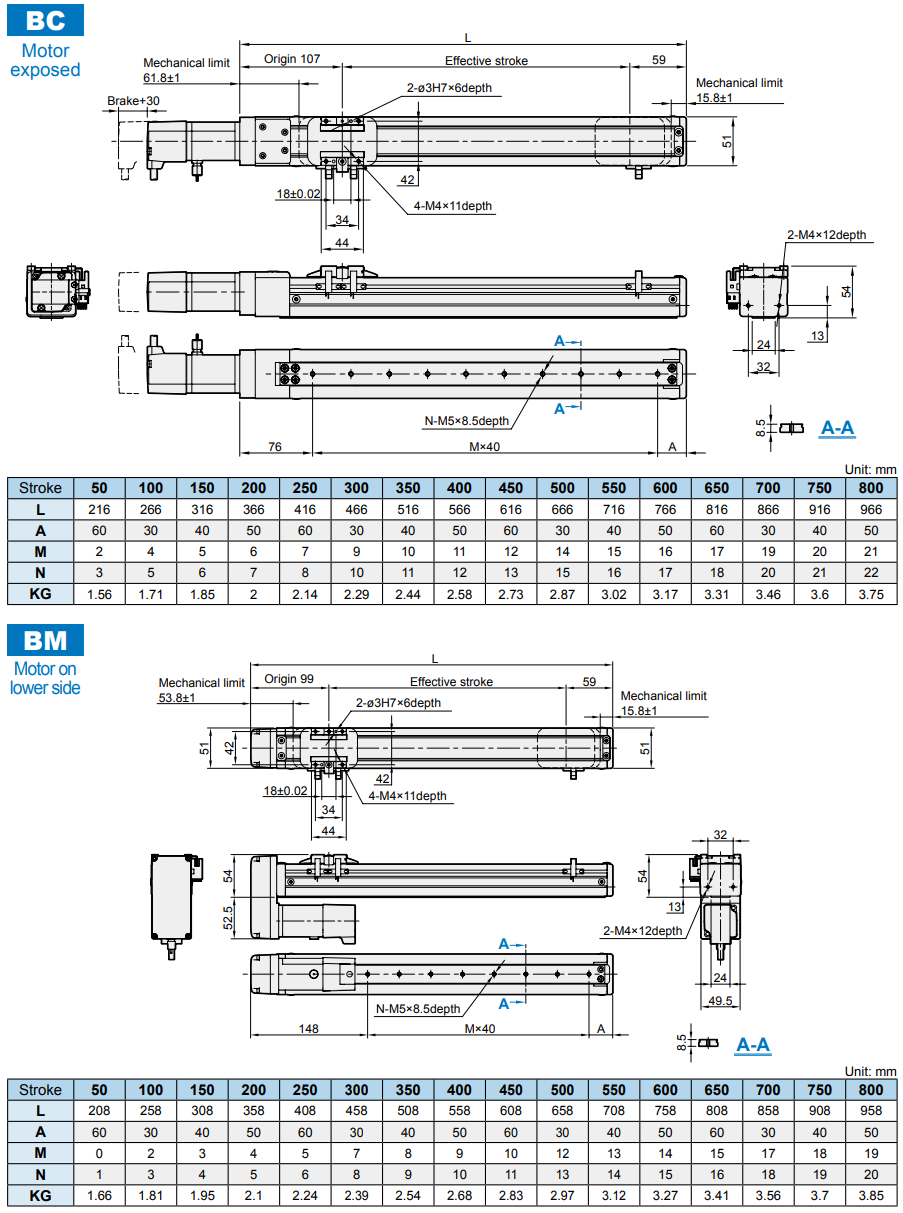 Slider electric cylinder-ball screw drive (Without motor) METS