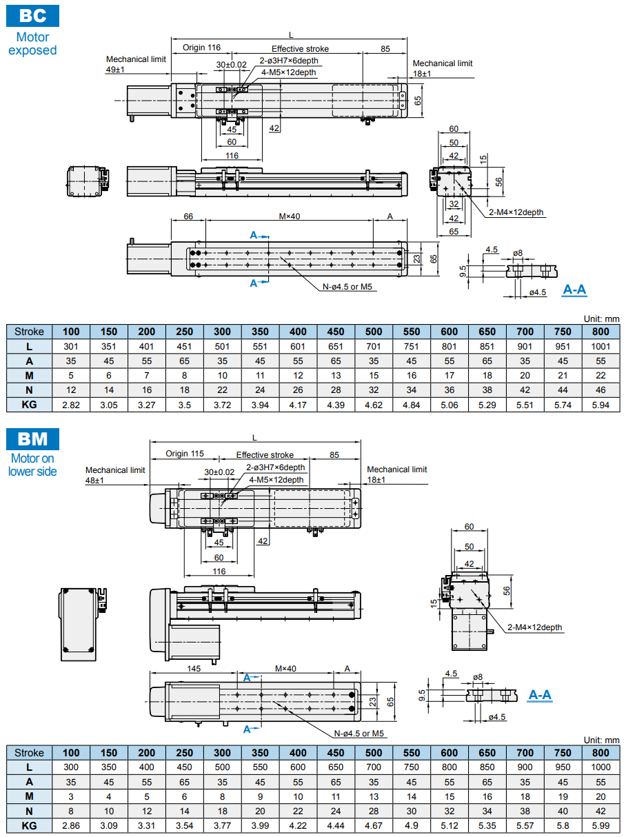 Slider electric cylinder-ball screw drive (Without motor) METS