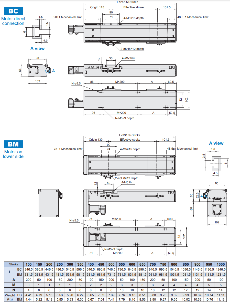 Slider electric cylinder-ball screw drive (Without motor) METS2