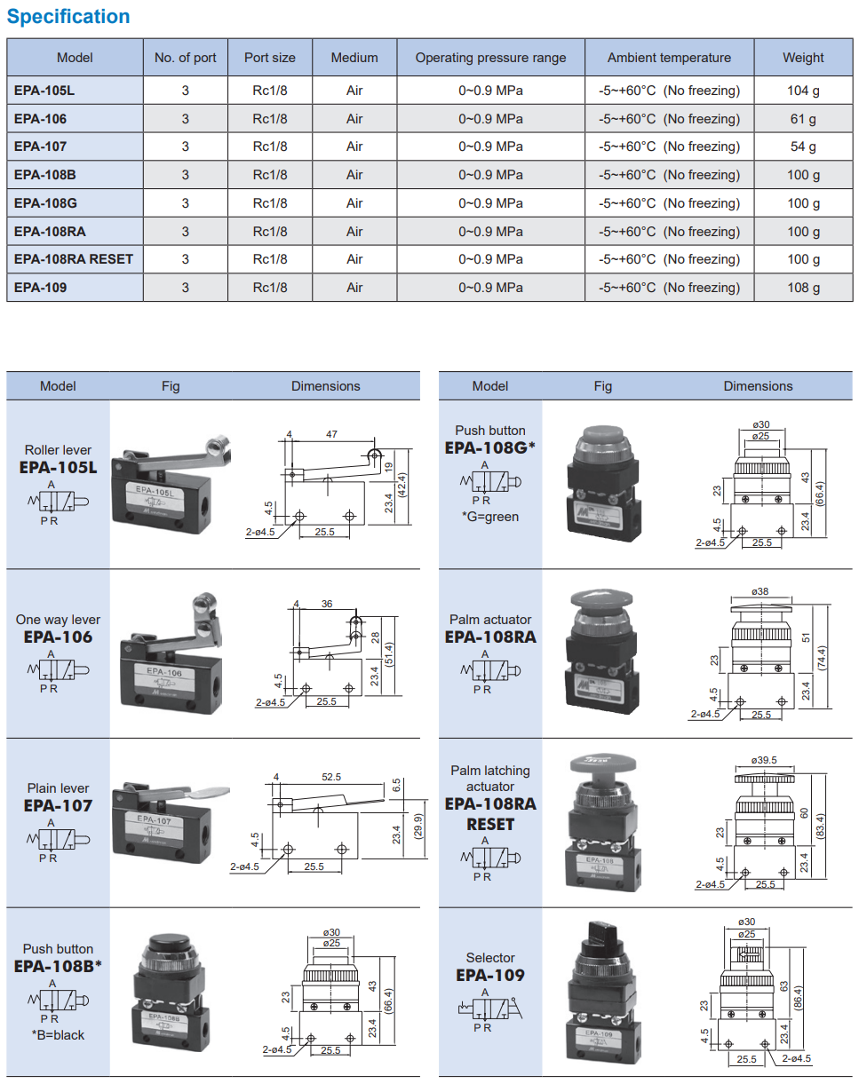 Mechanical valve EPA-108G