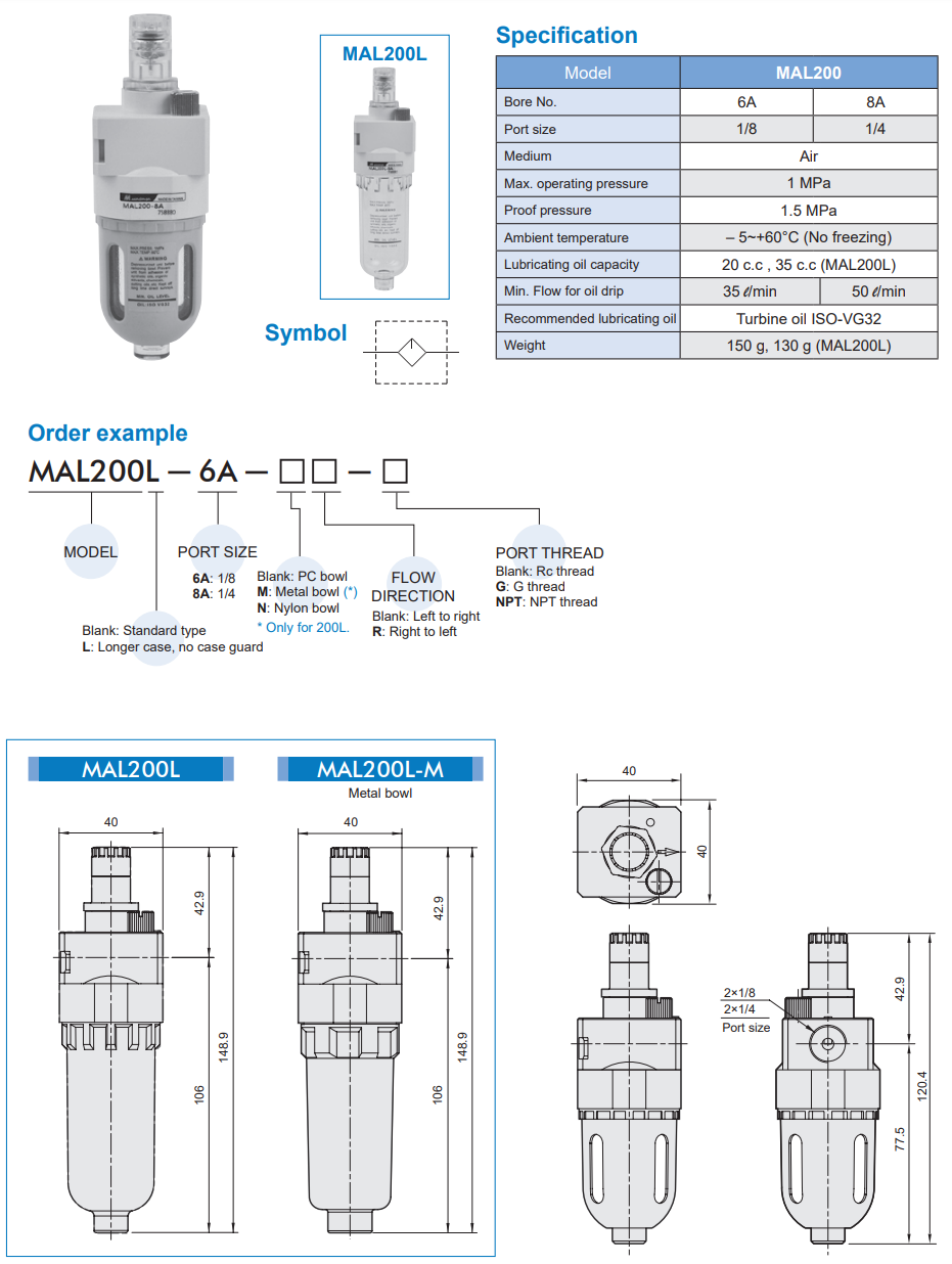 Lubricator  MAL200L