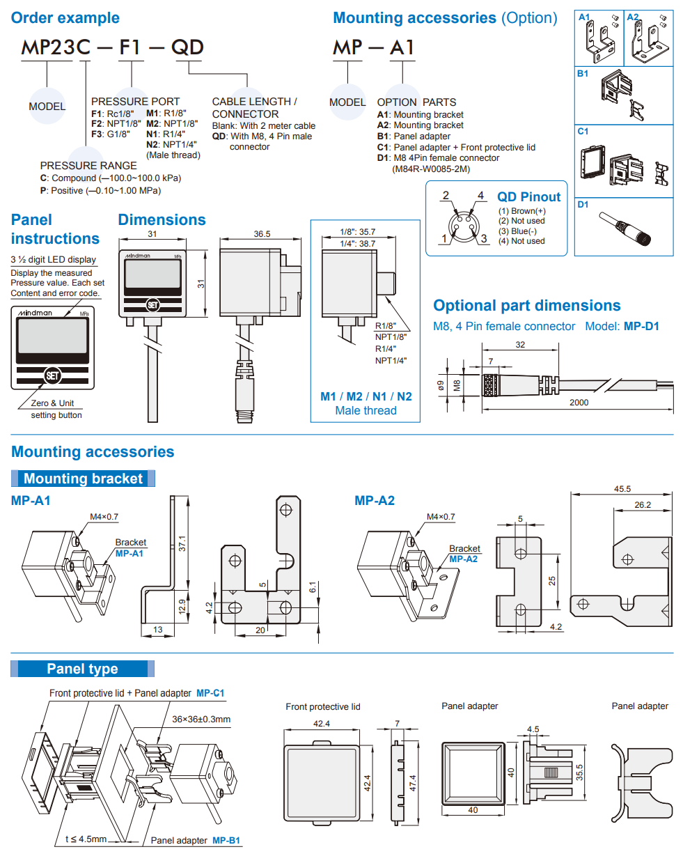 Digital pressure gauge MP23