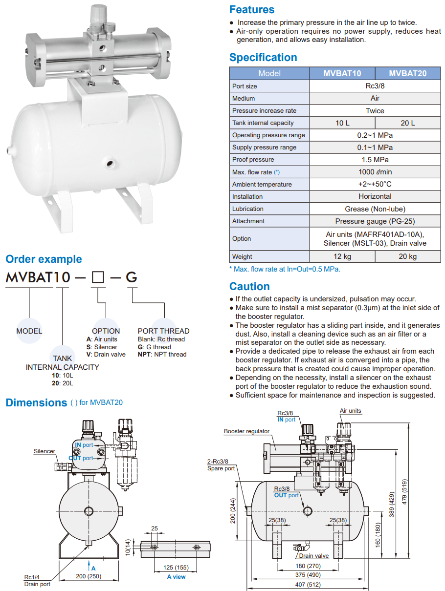 Booster regulator Mindman MVBAT