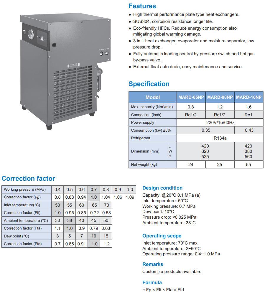 Compressed air dryer MARD