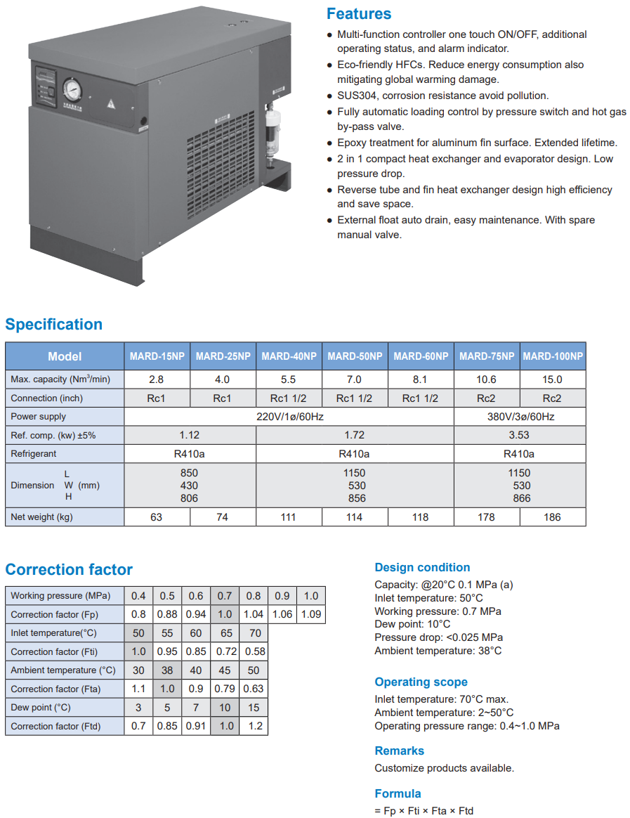 Compressed air dryer MARD