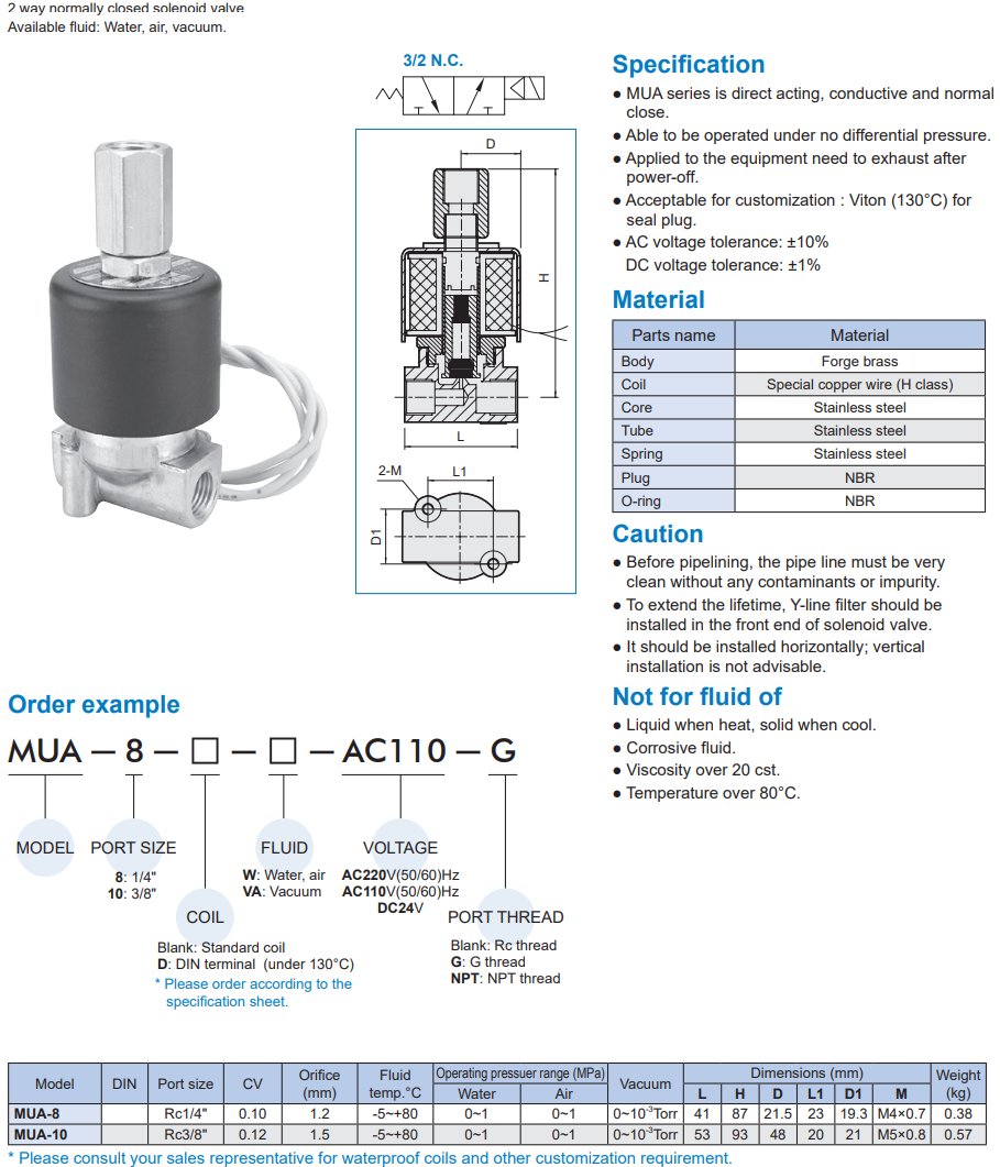 2/2 way piston valve Mindman MUA