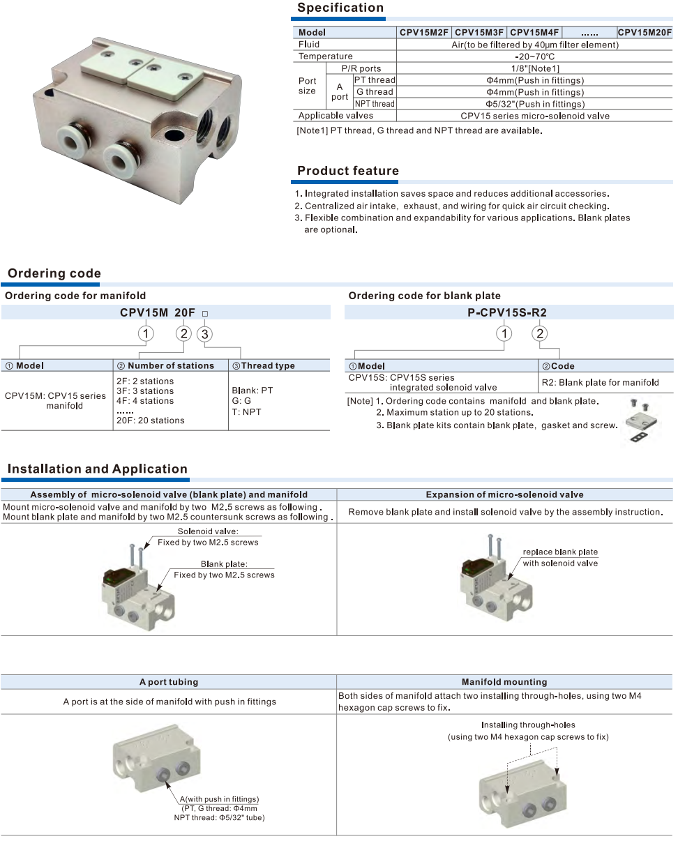 Solenoid Valve CPV15 Series--Manifold