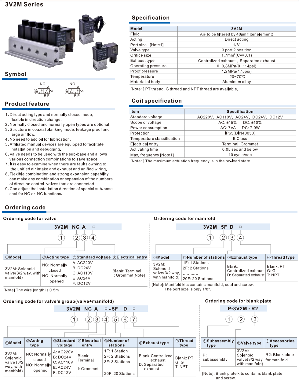 Van điện từ dòng 3V2M (3/2 chiều)