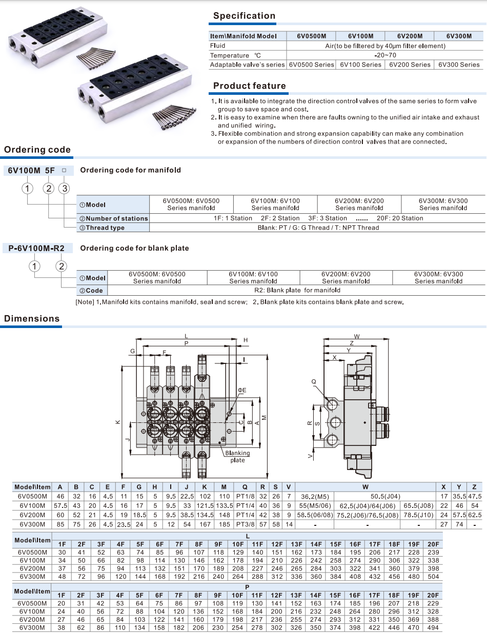 Solenoid Valve 6V Series Manifold