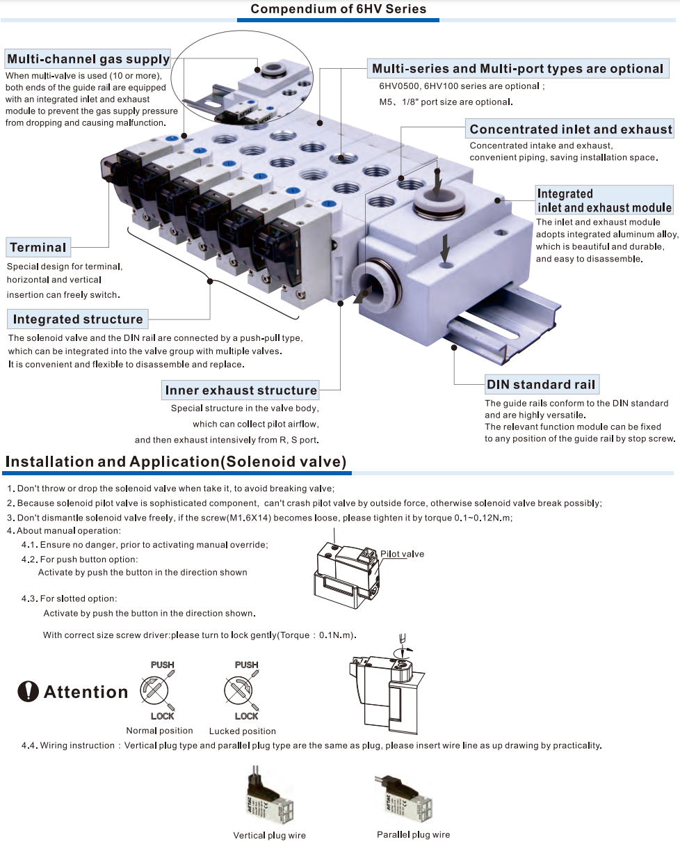 6HV Series Integrated Solenoid Valve (5/2 way, 5/3 way)