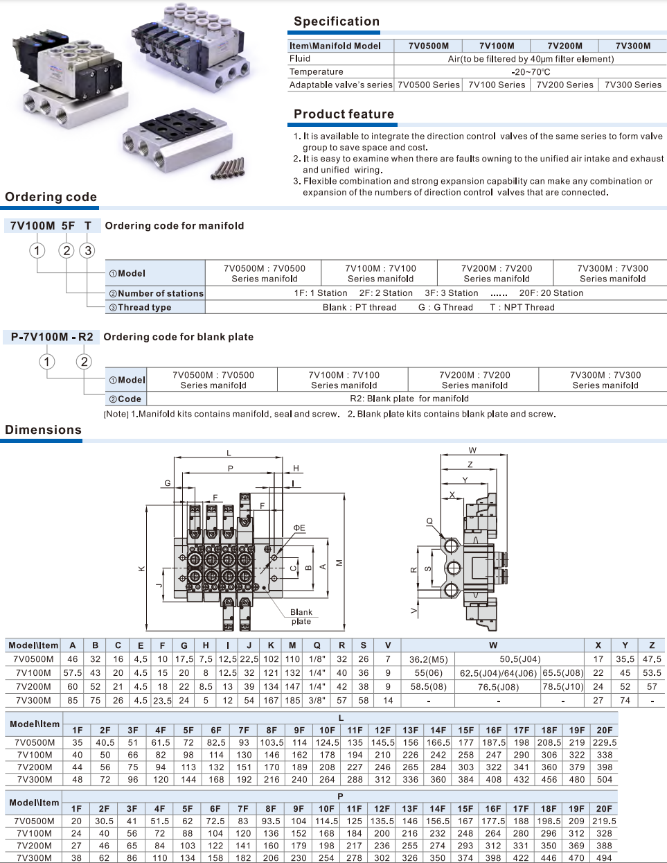 Van điện từ 7V Series manifold