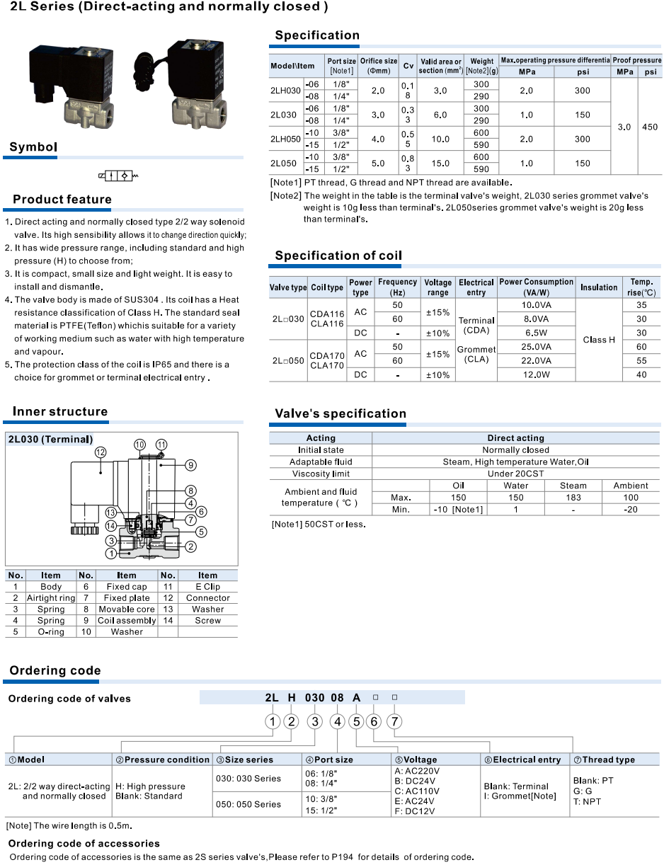 2L Series(Direct-acting and normally closed) Fluid Control Valve(2/2 way)