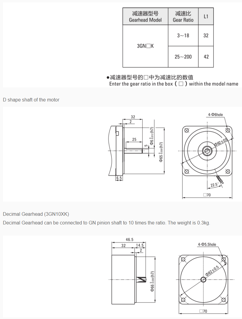 15w 70mm INDUCTION MOTOR ratio from 3~750