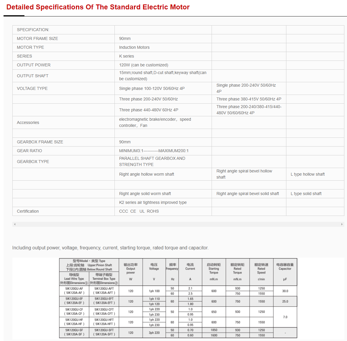 120w 90mm Spiral Bevel Right Angle AC Motor Ratio From 3~200