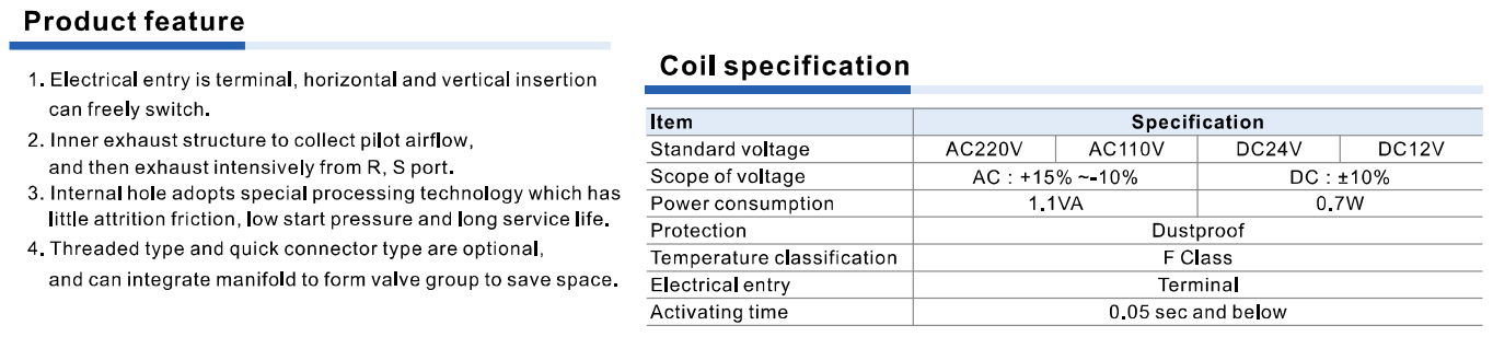 Van Điện Từ Khí Nén Airtac 6V Series, Van 5/2 – 5/3 Điều Khiển Pilot, Thân Nhôm, Điện Áp AC/DC