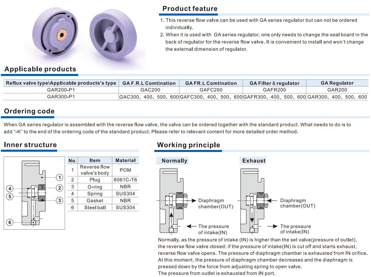 Van Chống Dòng Ngược Khí Nén AIRTAC GA315 Series – Reverse Flow Valve Cho Hệ Thống GA