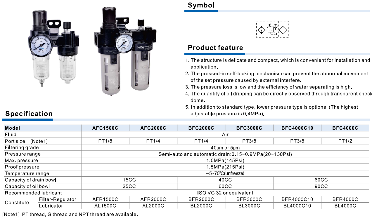 Bộ Lọc Khí Nén Airtac AFC BFC Series