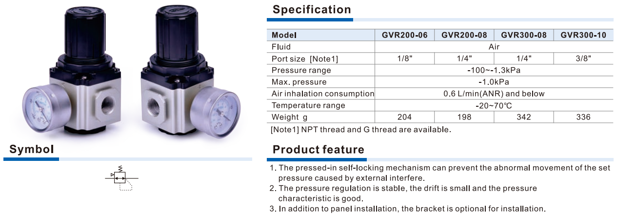 Van Điều Áp Chân Không GVR Series – Vacuum Regulator Khí Nén Công Nghiệp, Ổn Định & Chính Xác